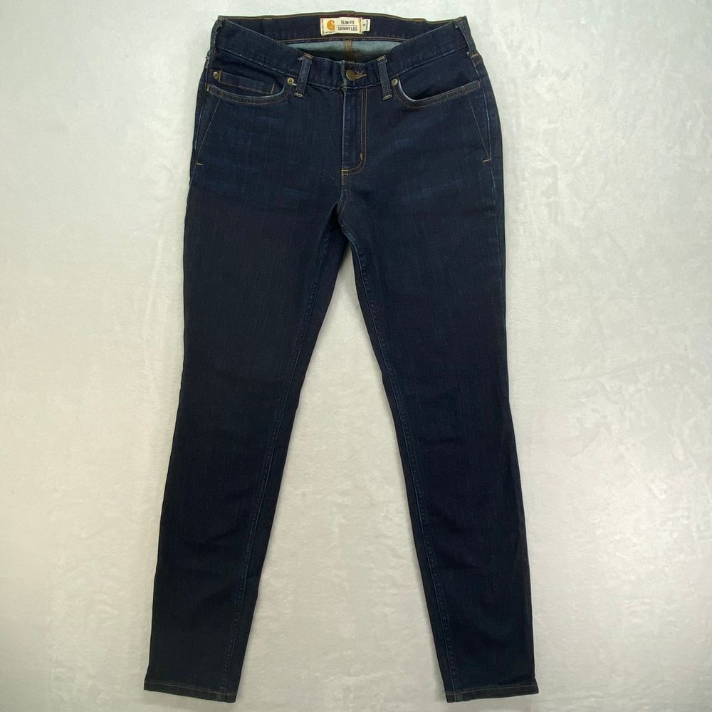Carhartt Jeans womens Size 4 Slim Fit Skinny Leg Dark Blue Denim Jeans‎ Regular